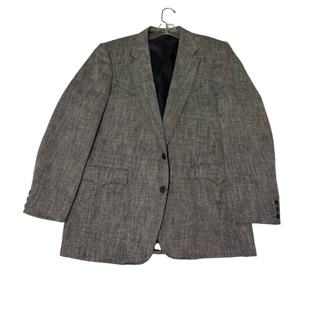 Circle S Western Blazer Men 44L Wool Silk Blend Gray Heritage Classic Sportscoat